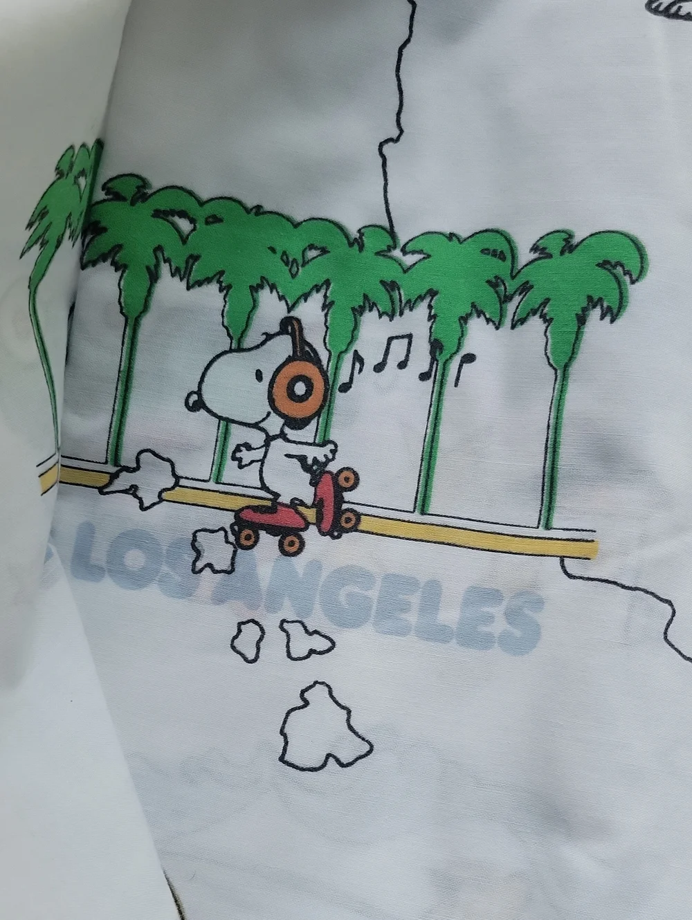Vintage 1970s Peanuts See America With Snoopy Twin Flat Sheet Tastemaker,Bright